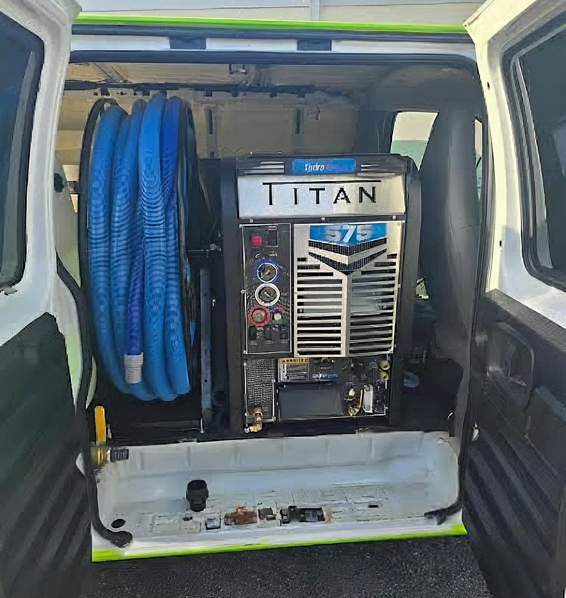 The Titan truck mount inside the Green Team van