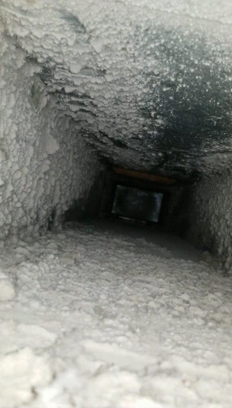 Build up packed along the inside of a duct